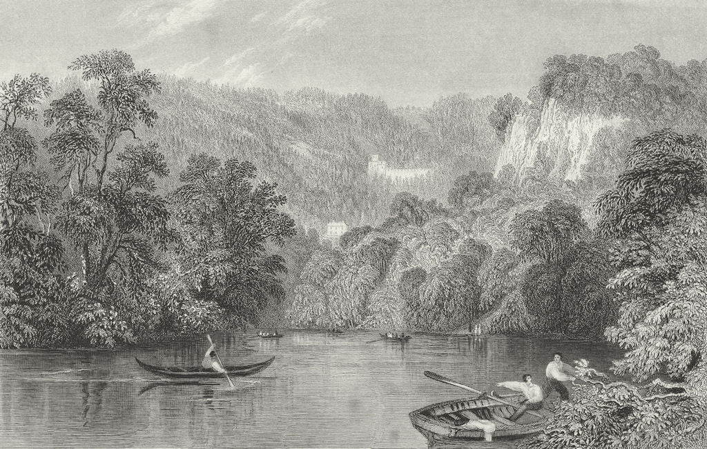 DERBYS. Matlock, Derbyshire. Allom Rowing Boats 1836 old antique print picture
